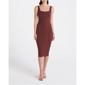 EUC Nine Britton Clea Square Neck Fitted Knit Midi Dress – M